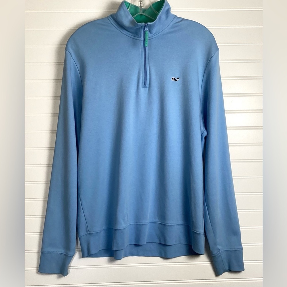 Vineyard Vines Men's Half Zip blue& green Size Medium 100% Pima Cotton